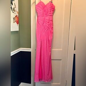 NTW pink strapless sequined formal gown